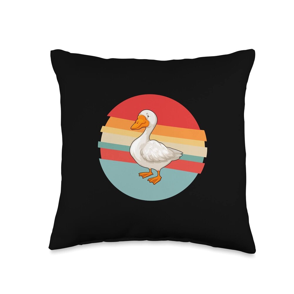 2414 Retro, Vintage Design for Duck Lovers Throw Pillow, 16x16, Multicolor